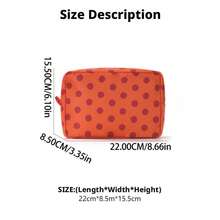 New Retro Polka Dot Contrasting Makeup Bag, Waterproof And Wear-Resistant Polyester Material, Girl's Style Storage Bag - Chấm bi nâu và trắng - Xem 4