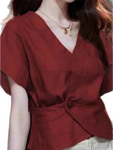 Women Tops - Burgundy - View 5