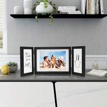 1pc Collage Hinged Folding 3-In-1 Photo Frame, Wall & Desktop Home Decor, Suitable For Wedding, Birthday Gifts For Women, Mom, Grandma And Family, Includes 2pcs 4x6 Inch And 1pc 6x8 Inch Photo Frames (Photo Paper Not Included) - 1PC - View 2