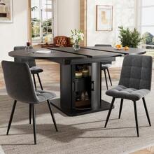 Extendable Dining Table, Kitchen Table, Round Table That Converts To Oval, 118-158 Cm, Seats Up To 6, With Drawers, Black - Hitam - View 10