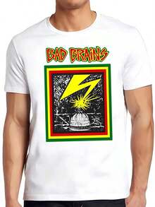 Camiseta estampada para hombre de algodón  suave, diseño gráfico vibrante con colores vivos y relámpago llamativo, estilo casual moderno y cómodo para uso diario - Blanco - Ver 6
