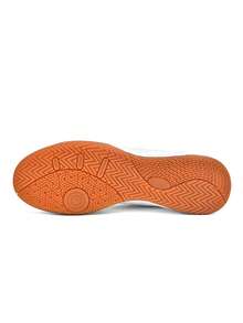 1 Pair Unisex Professional Low-Top Flat Indoor Soccer Shoes, Retro Wave Pattern Patchwork Design, Lightweight Shock-Absorbing Outsole, Delicate Touch, Enhanced Agility And Directional Change, Specially Designed For 5-A-Side Football Matches - White - View 5