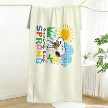Peanuts Snoopy "Spring Has Sprung" Floral Beach Towel With Colorful Spring Flowers & Sun Print Ultra Soft Beach Towel, Perfect For Pool, Summer Beach And Travel - A - View 3