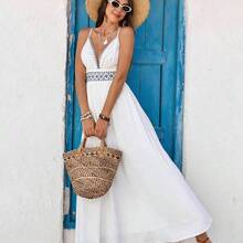 Vestido bordado para vacaciones para mujeres - Azul - Ver 5