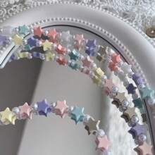 1 unidade de cordão para celular com estrela colorida e pérolas, em um lindo esquema de cores inspirado em macarons, perfeito para presentear amigas. Ideal também como acessório para bolsas e outros itens. - cor - Ver 7