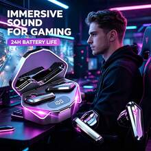 Briame Wireless Gaming Earbuds With LED Battery Display, Low Latency In-Ear Headphones, HiFi Stereo Sound Quality, Touch Control Earbuds For Music, Calls And Gaming, 150mAh Battery - View 3