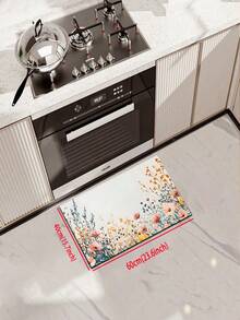 1/2pcs Rubber Kitchen Rug, Romantic Floral Anti-Fatigue Kitchen Mat, Non-Slip Washable Kitchen Mat, Comfortable Standing Mat - Multicolor - View 13