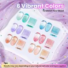 Beetles 6 Colors Rainbow Galaxy Nail Polish Set, Summer Pearl Glitter Quick Dry Polish, Long Lasting Salon DIY Manicure For Holiday Nail Art - 6 Colors Rainbow Galaxy - 查看 2