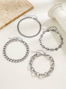 4pcs/Set Fashionable Bracelets, Multi-Layer Stacking Design, Suitable For Casual Daily Wear And Party - Multicolor - View 2