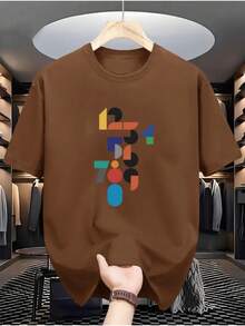 Camiseta de manga corta con cuello redondo para hombre, 100% de tela microelástica pura, con estampado digital en paneles, casual y cómoda, una opción ideal para regalos. LX4G - Negro - Ver 7