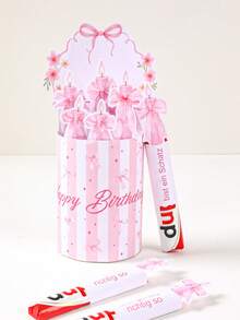 25 pezzi/Set Carta regalo per cioccolato con design a fiocco rosa e candela di compleanno, Carta regalo per compleanno, Forniture per confezionamento di cioccolatini, Decorazione per confezionamento di regali per feste di compleanno, Decorazione per feste di compleanno con fiocco rosa, Confezionamento di regali di cioccolatini, Forniture per feste di compleanno, Regalo di compleanno, Bomboniera per feste - fiocco rosa - Visualizzare 8
