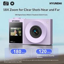 HYUNDAI Kamera digital selfie layar ganda – camcorder vlog bergaya retro CCD, kartu foto perjalanan, mudah digunakan, cocok untuk perempuan/pelajar, memori 32G/64G tersedia. - View 1
