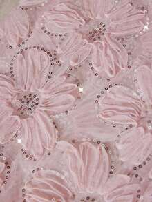 Vestido de sirena ajustado con diseño de busto fruncido, bordado de flores 3D, cuentas y recortes en color rosa, para primavera/verano. Vestido versátil, elegante, romántico y lujoso para fiestas, citas y vacaciones - Rosa - Ver 7