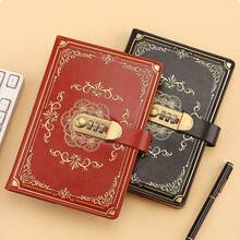 A5 Unisex Vintage Lock Diary Notebook With Password Lock, Creative Journal, Student Memo Book, Stationery Notebook School Supplies - A5 - View 5