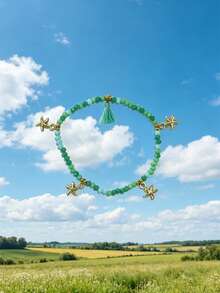 1/5 piezas Pulsera con colgante de borla de cristal natural de colores de moda, adecuada para playa, fiesta, parejas, amigos, uso diario para mujeres - Pulsera con borla - Ver 19