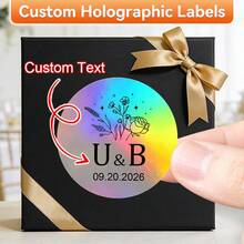 Label Transparan yang Dipersonalisasi dengan Detail Foil Emas, Cocok untuk Pernikahan dan Acara Khusus, Stiker Bulat Perekat Transparan yang Dapat Disesuaikan, Sempurna untuk Perayaan Elegan, Ideal untuk Undangan dan Suvenir Pesta, 5*3.5cm - Laser melingkar 3-G3 - View 3