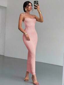 xheFirerie Vestido elegante y sexy con cuello drapeado, espalda descubierta y cintura anudada, en color albaricoque texturizado, adecuado para primavera/verano, playa, ir al trabajo, elegante, sexy, vacaciones, playa, estilo bohemio, Hawái, citas, fiestas, conciertos, eventos, temporada de bodas, festivales de música, ceremonias de graduación, bailes de graduaciónxhe - Rosa - Ver 2