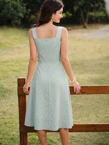 xheVintamour Vestido de mujer elegante y vintage con bolsillos y botones, vestimenta casual para vacaciones de verano, vestidos románticos de verano, vestidos de playa, ropa de los 90, vestidos elegantes de verano, ropa de primavera, vestidos de primavera, vestidos de verano para vacaciones, vestido de playa, vestidos de sol para mujer, vestido azul, vestido de Pascua, ropa de verano para mujer, vestidos para vacacionesxhe - Verde - Ver 6