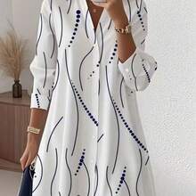 Vestido camisa elegante para mujer, adecuado para ocasiones de oficina a fiesta, uso en todas las estaciones, blanco, vacaciones, primavera - Rojo - Ver 3