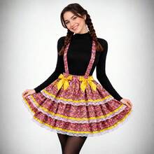 Simple Red Checkered Pleated Dress Overalls For Women, New Autumn And Winter, Back To School Clothes Suitable For Arraia Festa Junina Dress For Teachers - Hoa - Xem 9