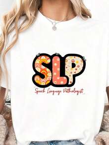Speech-Language Pathologist (SLP) T-Shirt, Gifts For SLP, Sign Language T-Shirt, Speech-Language Pathologist T-Shirt, Gift For Speech-Language Pathologist, Language Pathology, Pure Cotton SLP T-Shirt - 白色3 - 查看 7