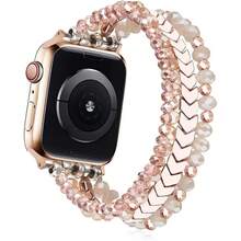1 Pack Beaded Stretch Solo Loop Band Compatible With Apple Watch Band 38mm 40mm 41mm 42mm 44mm 45mm 46mm 49mm For Women, Fashion Multi-Layer Crystal Beaded Elastic Nylon Strap For Apple Watch Series Ultra/SE/10/9/8/7/6/5/4/3/2/1 - Multicolor - View 5