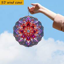 3D 1pc "Dreamlike Pattern Composed Of Brilliantly Colored Petals Like Gems" 10in*10in With 360° Rotating Hook, Creative Wind Spinner For Porch/Yard Decor (Pendant Not Included), Random Style - A - View 6