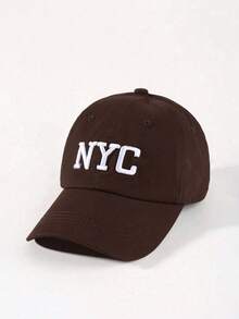 1pc Adjustable Outdoor UV Protection Embroidered NYC Letter Baseball Cap, Suitable For Spring And Autumn - Brown - View 2