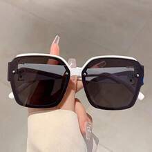 1 pieza Gafas de mujer con patrón de diamantes populares, decoración incrustada de moda, diseño blanco versátil, adecuado para uso diario - Multicolor - Ver 2