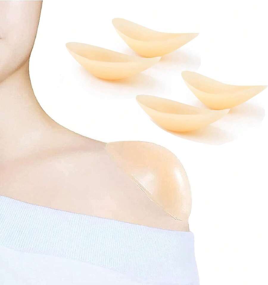 Almohadillas de silicona para hombros para ropa de mujer, almohadillas antideslizantes para realzar el busto, invisibles y transpirables, 2 pares color piel. - 2 pares, rosa - Ver 1