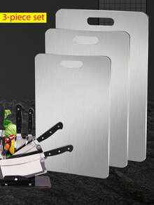 1pc/3pcs Stainless Steel Antibacterial Cutting Board, Double-Sided Kitchen Cutting Board, Suitable For Meat, Cheese, Bread, Vegetables And Fruits, Home, Dorm, Kitchen Cutting Board, Gift - View 10