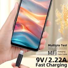 1pc USB-C To Lightning Data Cable, Length 3.3/6.6/10ft, MFi Certified Fast Charging, Nylon Braided, Compatible With IPhone 13/12/11 Pro Max/XR/XS/8/7/6 Plus, Christmas/Family Gift - Multicolor-1 - View 9