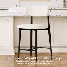 Beige 2 Pack Upholstered Counter Height Bar Stools, Modern Metal Leg Bar Chairs Suitable For Kitchen Island And Dining Room - 2pcs Beige Seat+ Black Metal Leg - View 4