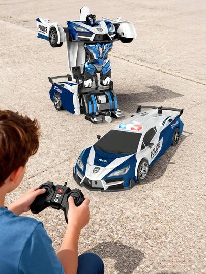 1 chiếc xe biến hình điều khiển từ xa, đồ chơi robot biến hình kèm điều khiển từ xa, xoay 360°, đèn LED động, chất liệu nhựa, điều khiển bằng nút bấm, chạy bằng pin, thích hợp làm quà Giáng sinh và Halloween. Xe điều khiển từ xa 2.4Ghz, robot tự động biến hình một chạm, có đèn LED, biến hình một chạm và xoay 360°, đồ chơi biến hình dành cho trẻ em 5-6-7-9+ tuổi (bé trai/bé gái), quà tặng sinh nhật và quà Giáng sinh bất ngờ.