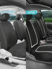 Universal Car Seat Covers - 9pcs Set (Full Set), 4pcs Set (Dual Seat), 2pcs Set (Single Seat) Options - U-Shaped Striped Design, Anti-Slip & Durable, Compatible With General Cars, SUVs, Sedans, And With Airbag - Easy To Clean, Upgrade Interior - Style a - View 10