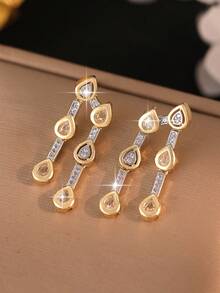 jealous young 1 đôi bông tai dáng dài phong cách Châu Âu và Mỹ tinh xảo, đính đá Cubic Zirconia hình giọt nước hai màu, thiết kế hình học đa lớp độc đáo, phụ kiện thời trang cho đi làm hàng ngày, quà đính hôn, Giáng sinh, tiệc chiêu đãi và tiệc tùng - Nhiều màu - Xem 9