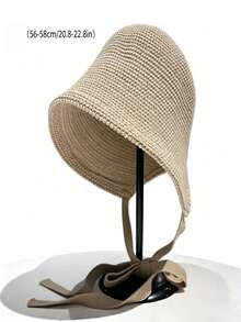 1pc Women's Crochet Bucket Hat, Fashion Neck Protection, Breathable Lightweight Summer Beach Travel Hat - Multiple Styles - View 2
