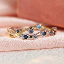 Minimalist Commuting Style Colorful Luxury Synthetic Zirconia Ring, Women's Business Office Accessory, Low-Key Durable Versatile Design - Multicolor - View 6