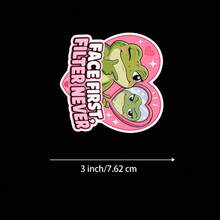 1张趣味动物表情包贴纸，3英寸“FACE FIRST, FILTER NEVER”（脸先贴脸，绝不滤镜）贴纸，适用于笔记本电脑、水瓶、日记本、手机壳 - A - 查看 8