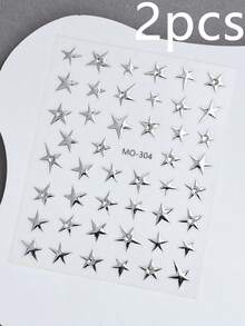 2/1 pieza Pegatinas de Estrella con Strass Plateado Metálico Brillante, Estilo Y2K Multiusos, Pegatinas de Estrella con Strass para Decoración Facial en Festivales de Música y Carnaval (Autoadhesivas) - Multicolor - Ver 8