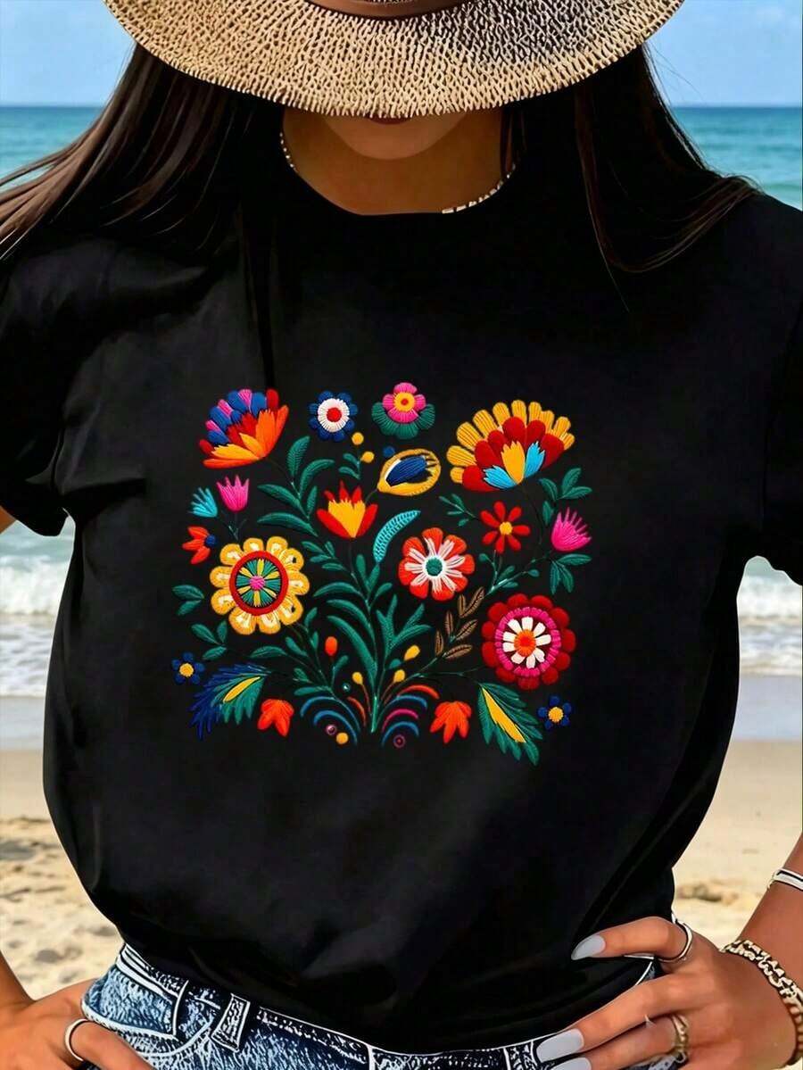 Women's T-Shirt With Leopard Print Shoe Design - Chic And Sensual For All Sizes - Black - View 1