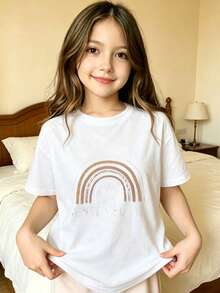 Heart Design Printed T-Shirt For Children - 白色 - 查看 1