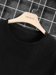 Men's T-Shirt, Made Of Pure Cotton, Lightweight And Breathable Fabric, Round Neck Design, Printed Design, Short Sleeve Cut, Suitable For Spring And Summer. - Black - View 4