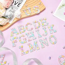 26pcs Macaron Color Pearl Adhesive Letters, Self-Adhesive Pearl & Rhinestone Alphabet Patches, Widely Applicable - Iron-On Letters Suitable For Clothes, Bags, Hats & More, Can Be Used For Repair, Decoration And Various DIY Crafts - Multicolor - View 1
