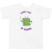 Camiseta genérica de manga corta para niños pequeños con estampado del primer día de clases - Blanco - Ver 1