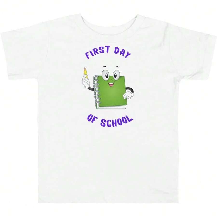 Camiseta genérica de manga corta para niños pequeños con estampado del primer día de clases - Blanco - Ver 1