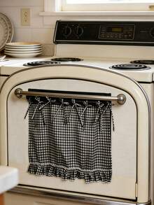 Handmade Country Style Oven Skirt Curtain | Handmade Oven Curtain | Country Kitchen Decor | Heat Resistant & Anti-Scald | Ruffle Design With Ribbon Tie | Fits All Oven Models | Easy Installation | Hides Clutter And Enhances Style - Multicolor - View 5