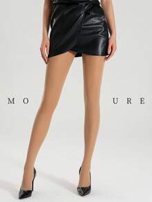 MOIRÉALLURE Medias panty de nylon 40D finas con diseño de piel cruzada, seda, para mujer, de verano, transpirables, cómodas, elásticas, básicas, casuales, versátiles para uso diario - Albaricoque - Ver 7