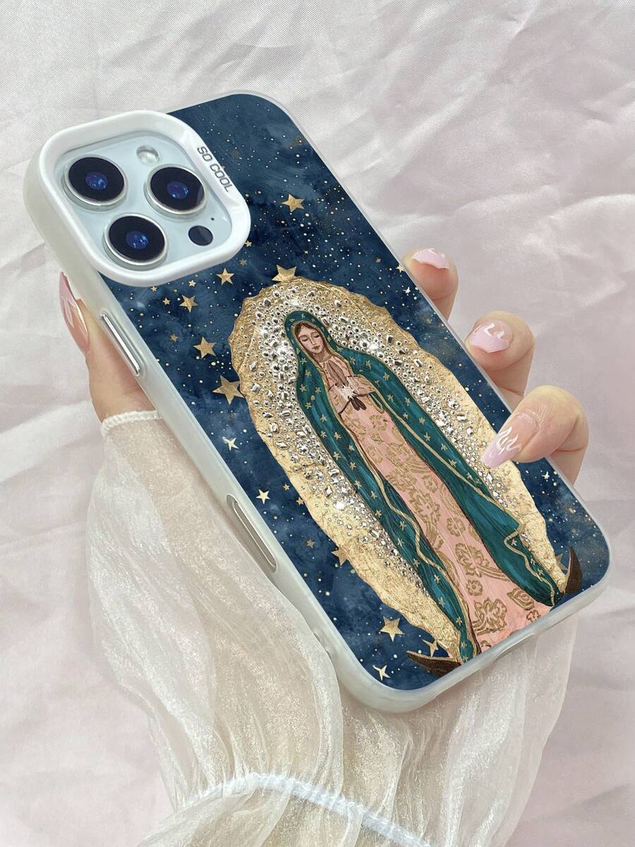 LY1272 Arte católico Nuestra Señora de Guadalupe Sagrado Corazón Católico Caja del teléfono,Funda para iPhone 11 12 13 14 15 16 17 Pro Max 7 8 14 15 16 Plus Air 16e XR X XS Max para Galaxy S25 S26 Ultra A03 Core A03S A02S M02S F02S A04E M04 F04 A04 A05S A05 A06 A12 M12 F12 A13 A04S A15 A16 A24 M34 A34 A25 A32 A35 A55 A54 A50 Pura 70 Pro Ultra para Honor 90 GT Magic6 Magic7 Pro X5 Plus X5B X6B X6C X7A X7B X7C X8A X9A X8B para Redmi Note 13 14 10 11 12 Pro Plus 14C 14R 12C 9 9A Mi 15 14 13 12 Ultra 15S Pro para Pixel 6A 7A 7 8 Pro para MotoG34 G54 G84 G86 G05 G10 G24 G13 G14 G15 G22 G35 G56 para Vivo Y17 Y35 Plus Y36 Y37 para OPPO A5 Pro 5G A58 A35 2021 A72 A96 A97 A32 A55 A57 A16 Reno10 Reno11 Reno12 Reno13 Reno14 Reno7 Pro Plus Find X8 Ultra X8s Plus, cubierta de teléfono de parachoques a prueba de golpes de TPU suave mate IMD duro delgado de moda + PC - Plateado - Ver 1