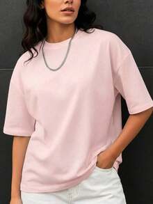 Women's Fashionable Loose Fit Short Sleeve T-Shirt | Exquisite Design | Summer Essential | Easy To Match | Show Off Your Style - 黃色 - View 1